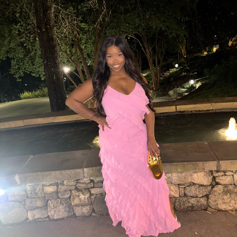 Elegant Pink Ruffle Dress